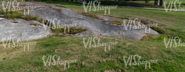 granite area in a lawn