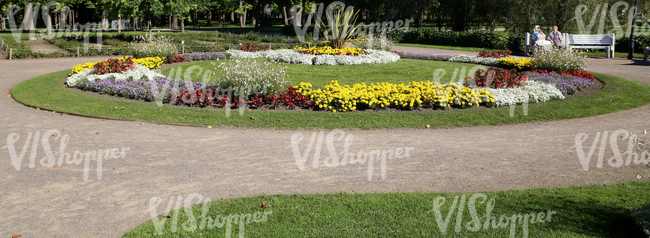 park ground with formal flowerbeds