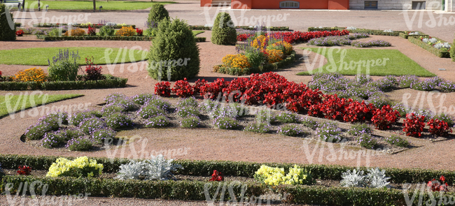 park ground with formal flowerbeds