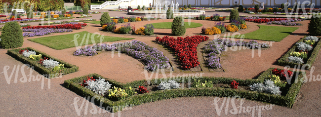 park ground with formal flowerbeds