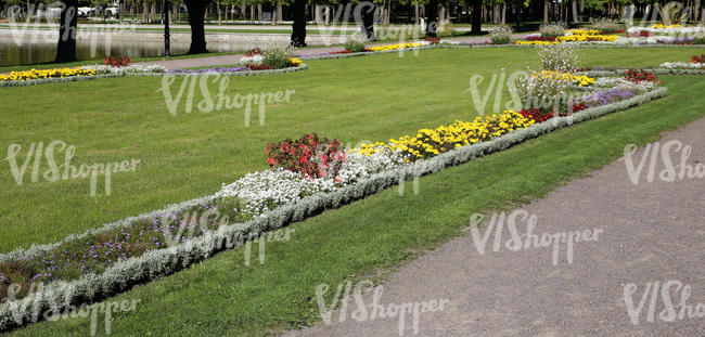 park with flowerbeds