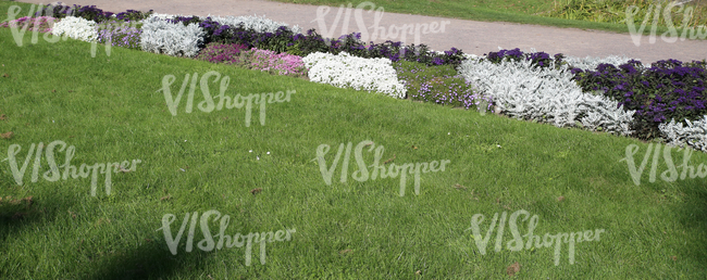 park ground with flowerbeds