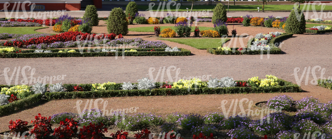 park ground with formal flowerbeds