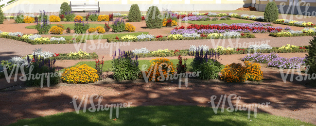 park ground with formal flowerbeds