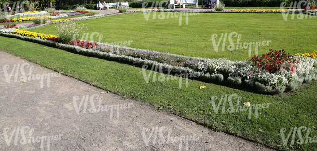 park ground with flowerbeds