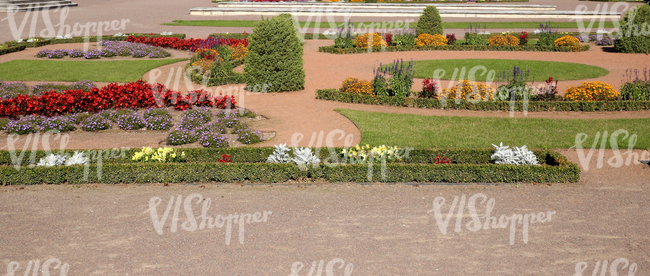 park ground with formal flowerbeds