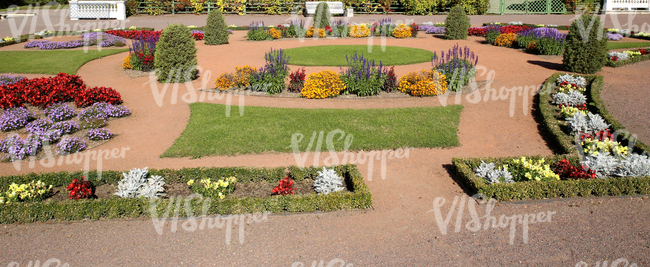 park ground with formal flowerbeds