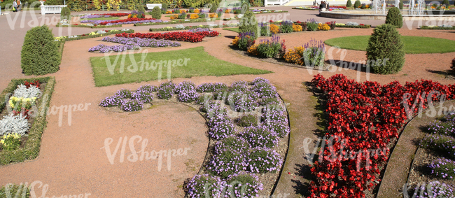 park ground with formal flowerbeds