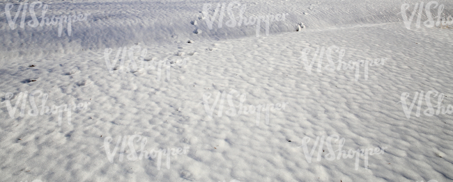 snow-covered ground with a ditch