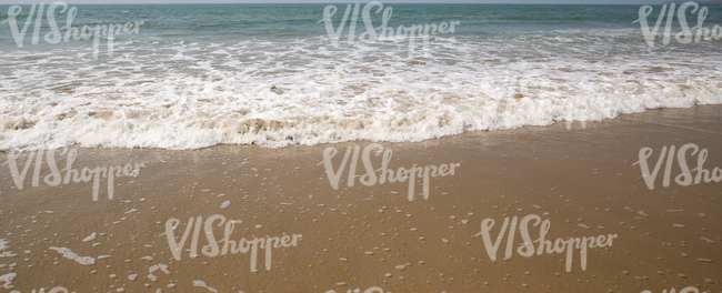 frothy waves on a sandy ocean beach