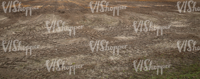 field with tractor tracks