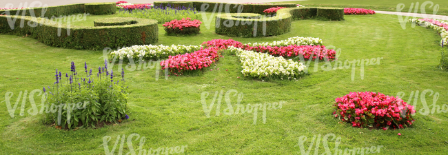 hedges and flowerbeds in a park