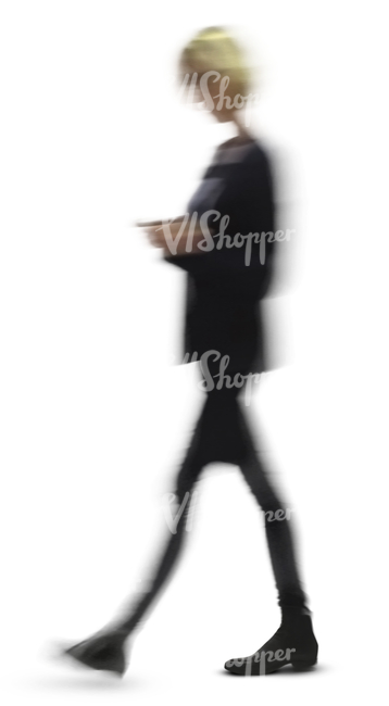 cut out motion blur image of a woman walking in the office