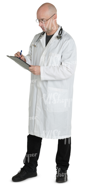 male doctor standing and writing something in the chart