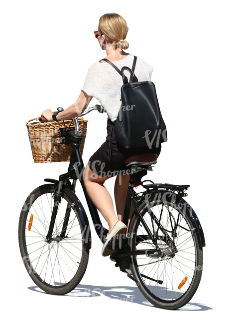cut out woman riding a city bike