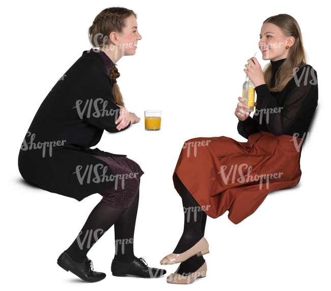 two girls sitting in a cafe and talking