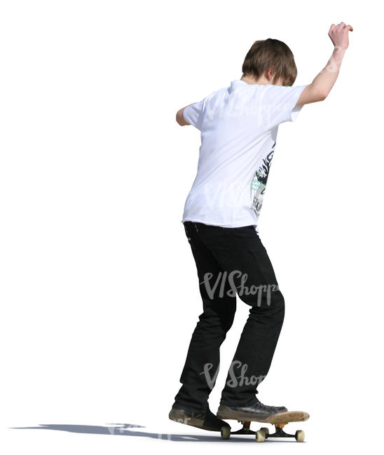 cut out boy riding a skateboard