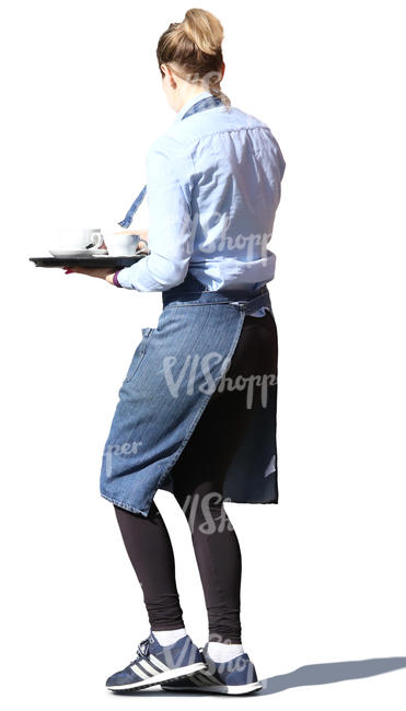 waitress walking with a tray