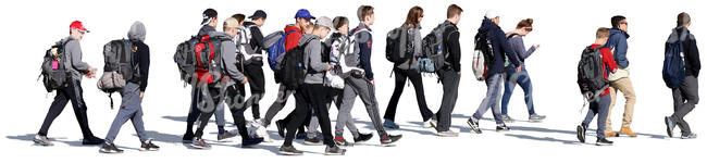 group of teenagers walking on the street