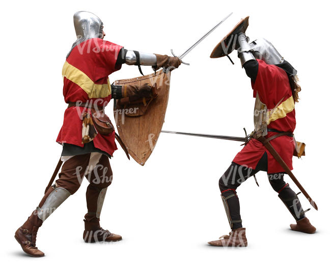 two medieval soldiers fighting