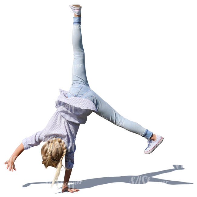 cut out little girl doing a cartwheel