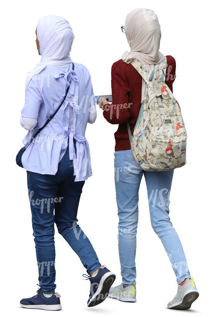 two young muslim women walking