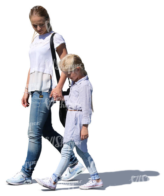 mother and daughter walking hand in hand