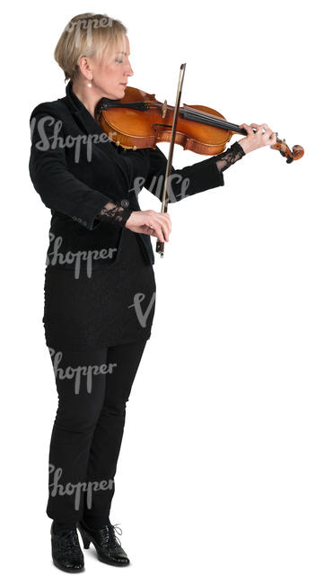 woman standing and playing a viola