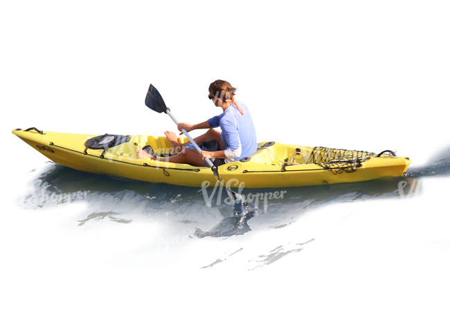 woman riding a canoe seen from above