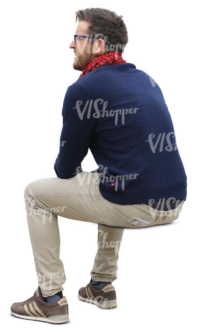 man sitting seen from back angle