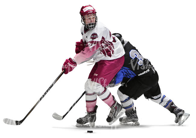 two men playing ice hockey