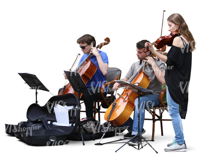 three musicians playing classical instruments