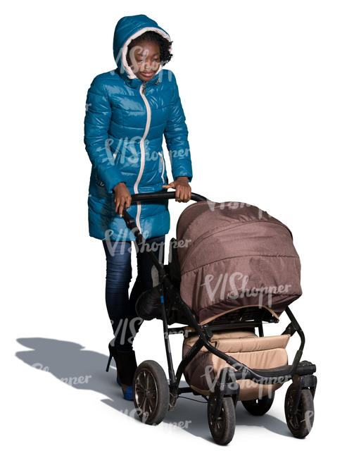 african woman pushing a stroller
