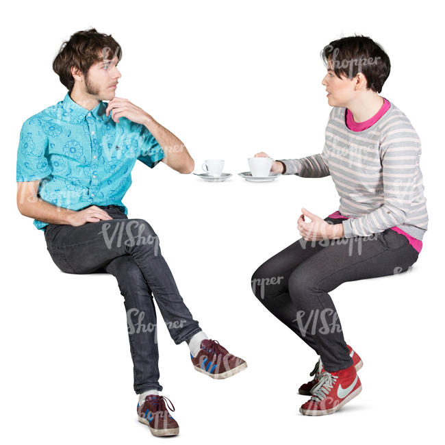 young man and woman sitting in a cafe - VIShopper