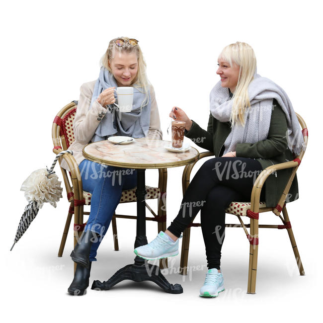two women sitting in a cafe on a cloudy day