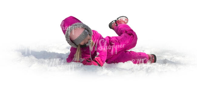 little girl playing in the snow