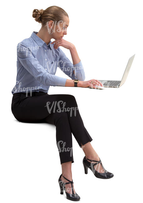 businesswoman sitting and working with computer