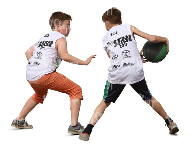 two boys playing basketball