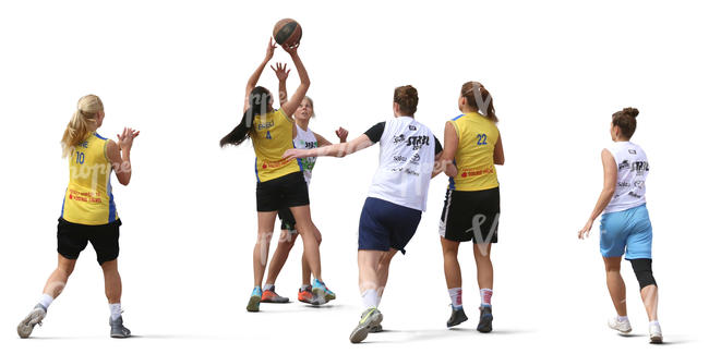 women playing basketball