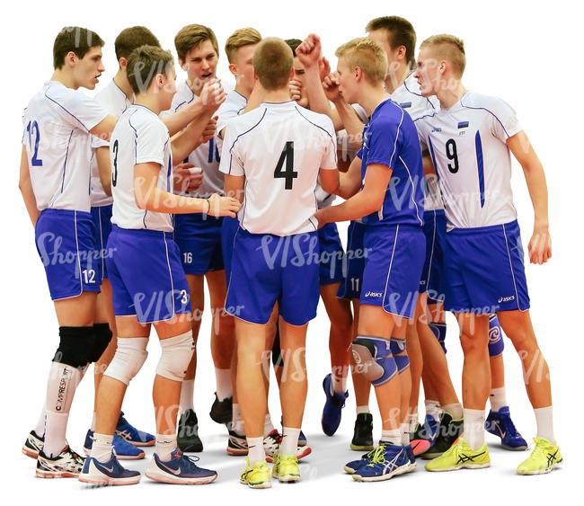 team of volleyball players standing in a group