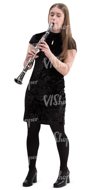 young woman playing clarinet