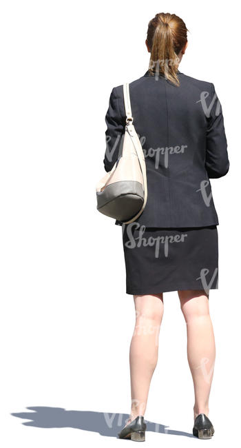 businesswoman in a black costume standing