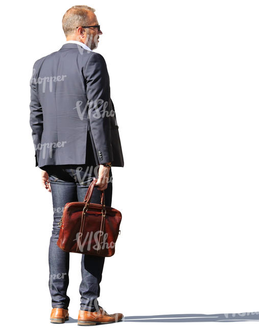 man with a laptop bag standing