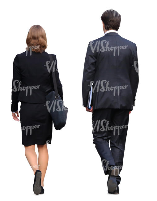 businessman and businesswoman walking