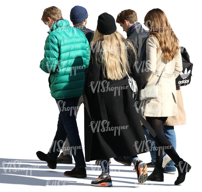 group of six people walking
