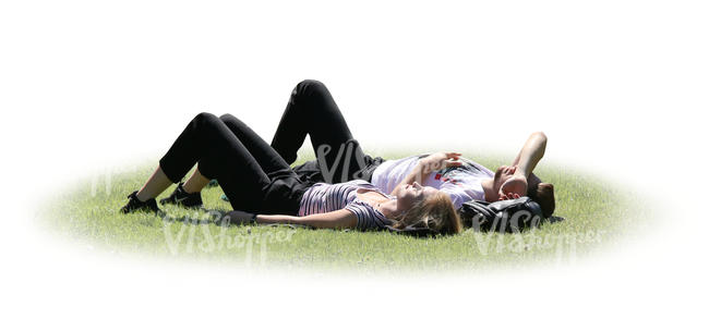 couple lying on the grass