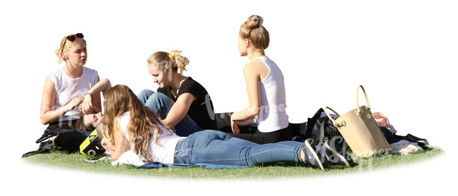 group of young women relaxing in the park