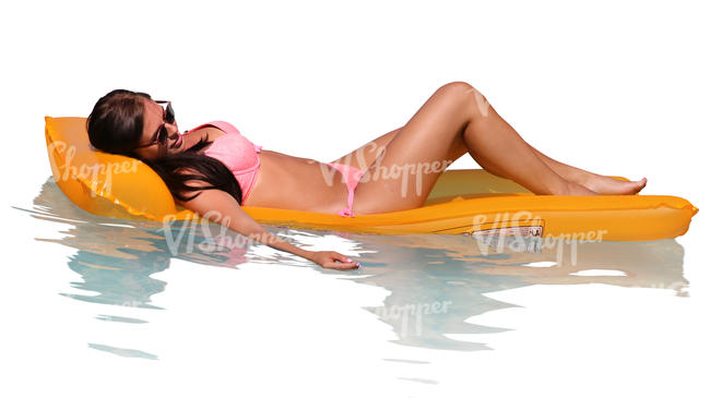 woman sunbathing on a swimming mattress
