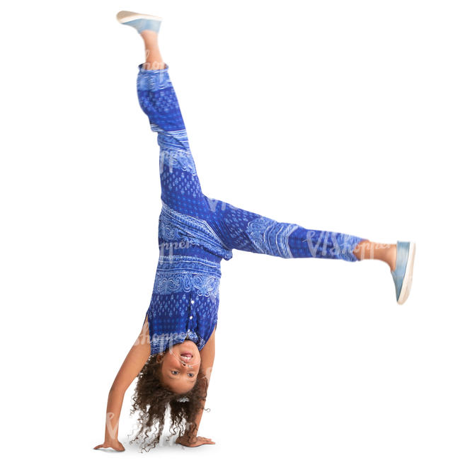 little girl doing a cartwheel