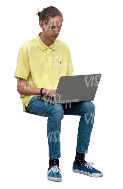 man sitting and working with laptop